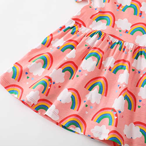 Image of Girls Cotton Long Sleeve Casual Cartoon Appliques Striped Jersey Dresses