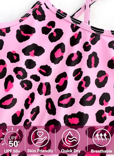 Image of Girls One Piece Swimsuits Summer UPF 50+ Quick Dry Beach Bathing Suit Cross Shoulder Strap Swimwear 2-10 Years