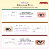 Dorisue 3 Styles for Daily/Date/Party Self-Adhesive Lower Lash Clusters, 12H Hold Beginner-Friendly No Glue Needed Bottom Eyelashes, 88 Pcs Pre-Glued Natural Volume with Tweezers & Mini Glue - Image 4