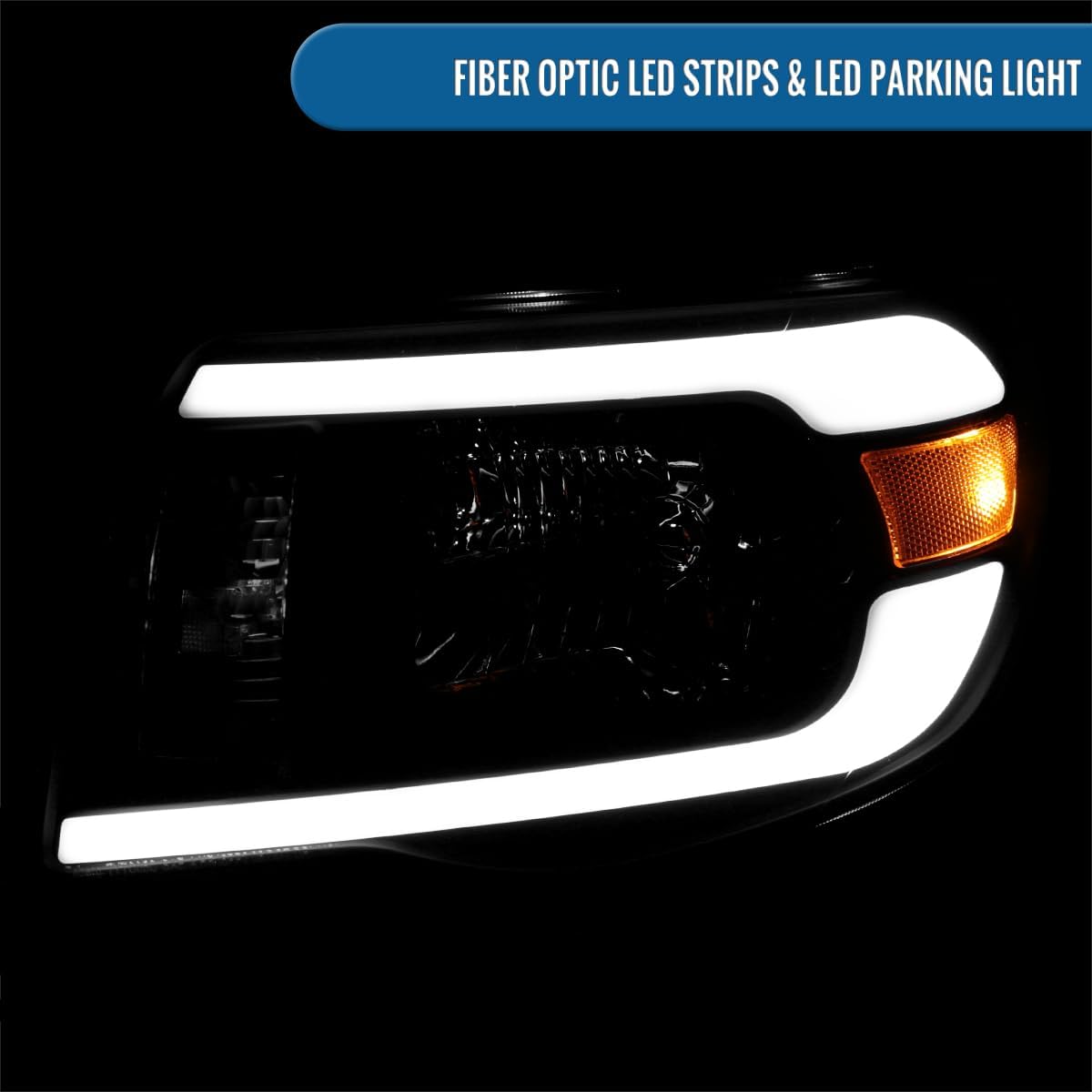 Ronnin - Fits 2005-2011 Toyota Tacoma LED Tube Headlights Assembly Head Lamps Replacement Pair | Black