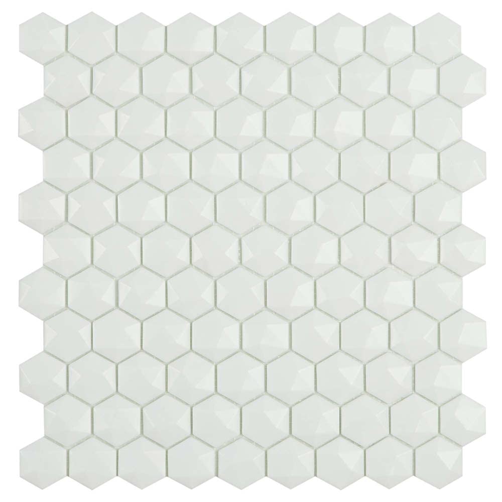 Mosaic Tile Sheet | Hexagon Style Mosaic Tile | 307 x 317 | Bathroom Kitchen Splashback Wall | Matt White