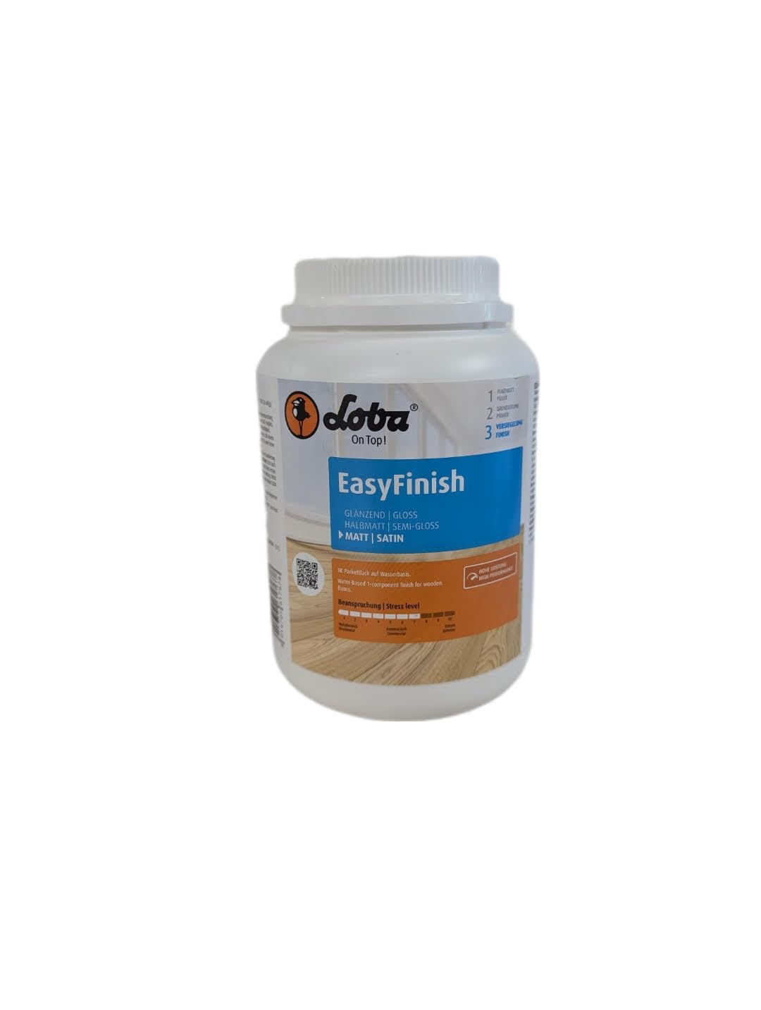 LOBADUR® WS EasyFinish, Cork and Parquet Paint Water-Based for Heavy Duty (1 Litre, Semi-Matte)