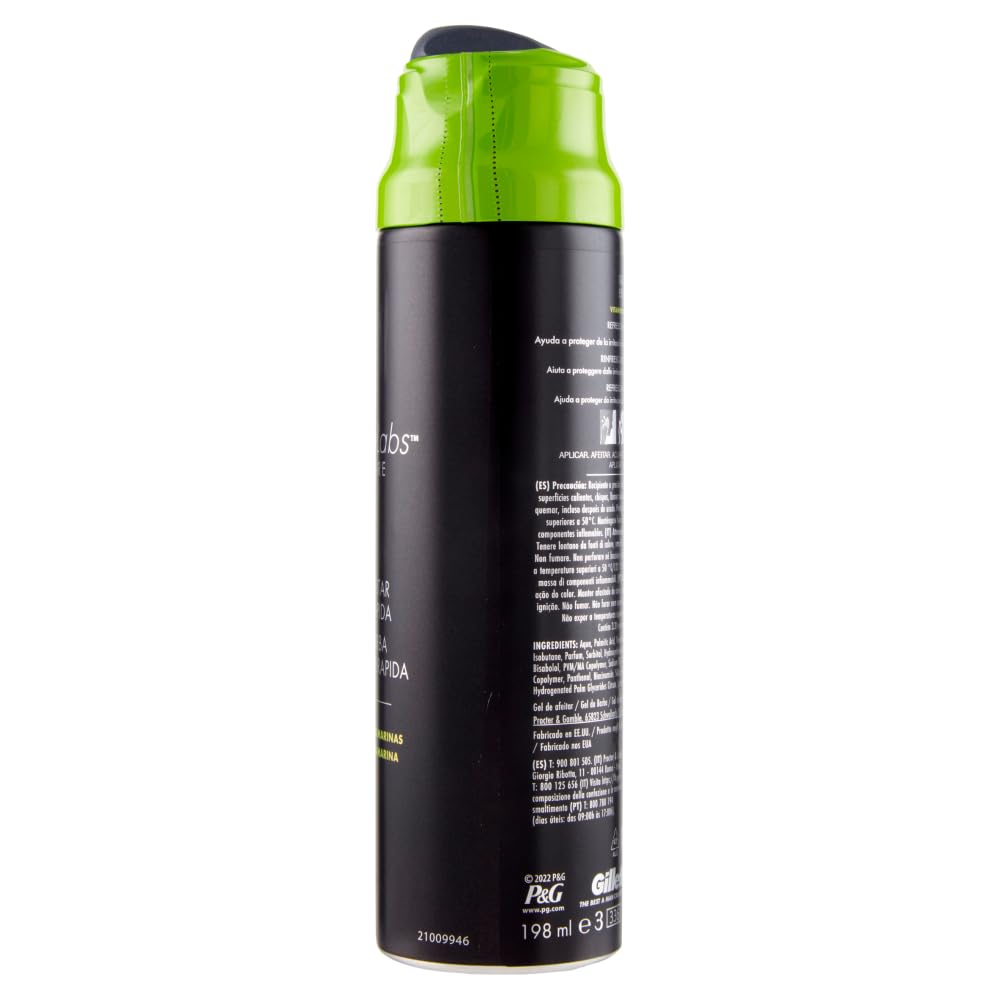 Italian Gourmet Labs Gel da Barba Rasiergel, schnell angewendet 6 x 198ml | Applicazione rapida e rasatura precisa; schäumt leicht, für tägliche, Gesamtnettogewicht 1,188 L + Kostenlos Polpa 400g