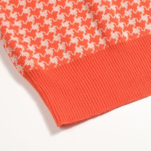 OXKNIT Polo para Hombre de Punto Manga Corta Retro Clásico Patrón Naranja y Beige Camisa de Golf con Botón Cuadrante miniatura 6