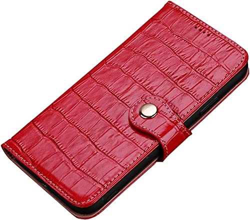 Étui portefeuille iPhone SE2 aspect crocodile rouge, l'élégance antichoc au quotidien