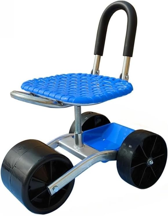 BRZU ローリングガーデンシート | 回転式で調節可能なシートを備えたローリングガーデニングスツール | 調節可能なツールトレイと