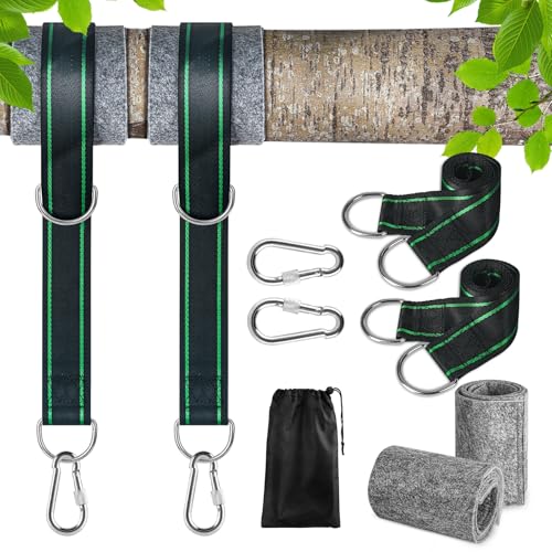Fixation de Balançoire 2*150CM, Sangle Balancoire Arbre, Kit de Fixation pour Hamac, Fauteuil Suspendu, Balançoire, Arbre de fixation avec 2 coussins de...