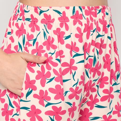 Image of CAMEY Women's Printed Pyjama Set, Short Sleeve T-Shirt and Trousers, Women Nightsuit, Loungewear Sets