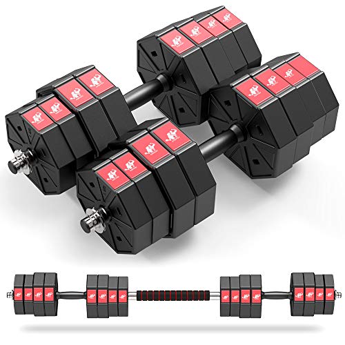 LEADNOVO Adjustable Weights Dumbbells Set, 44Lbs 66Lbs 88Lbs 3 in 1 Adjustable Weights Dumbbells Barbell Set, Home Fitness Weight Set Gym Workout Exercise Training with Connecting Rod for Men Women LEADNOVO Adjustable Weights Dumbbells Set, 44Lbs 66Lbs 88Lbs 3 in 1 Adjustable Weights Dumbbells Barbell Set, Home Fitness Weight Set Gym Workout Exercise Training with Connecting Rod for Men Women
