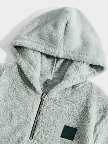 Image of TAGAS Unisex Fleece Hoodie - Ultra Soft Sherpa Pullover with Half-Zip & Kangaroo Pocket Sweatshirt Hoodie