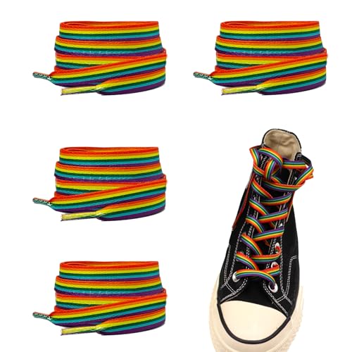 2 Paar Schnürsenkel Bunt,Regenbogen Schnürsenkel,140cm Schuhbänder für Pride Accessoires,Lgbtq Accessoires,Cschnürsenkel Sneaker,Elastische Schuhbänder Accessoires für Sneaker Laufschuhe Sporschuhe