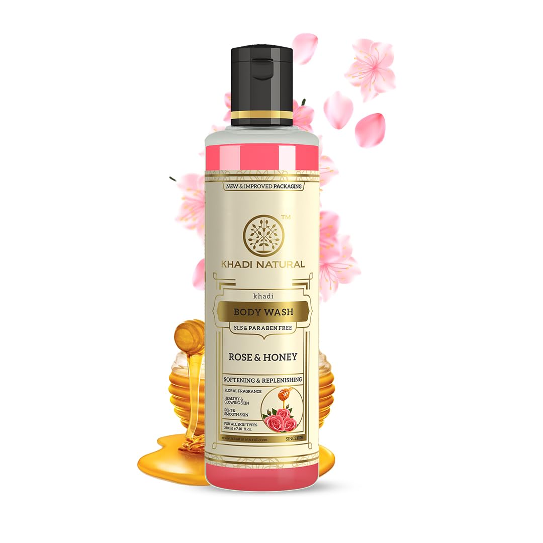 Khadi Natural Rose & Honey Body Wash| Cleaner and glowing skin| Shower Gel with fragrance of rose and honey|SLS & Paraben Free| Suitable for all skin types| 210ml-image-38