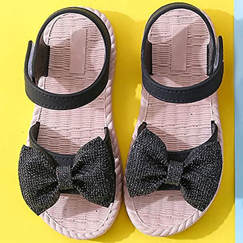 Kid Baby Girls Boys Child Shoes Summer Sandals Soft Rubber Sole Anti Slip Sandals Bowknot Princess (Black, 9.5 Toddler)4