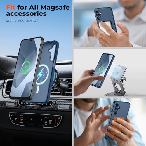 Image of SUPFINE Magnetic for Samsung Galaxy A16 5G Case with Screen Protector, (Built-in Magnets) (Military Grade Drop Protection) Slim Translucent Shockproof Phone Case,Sapphire Blue