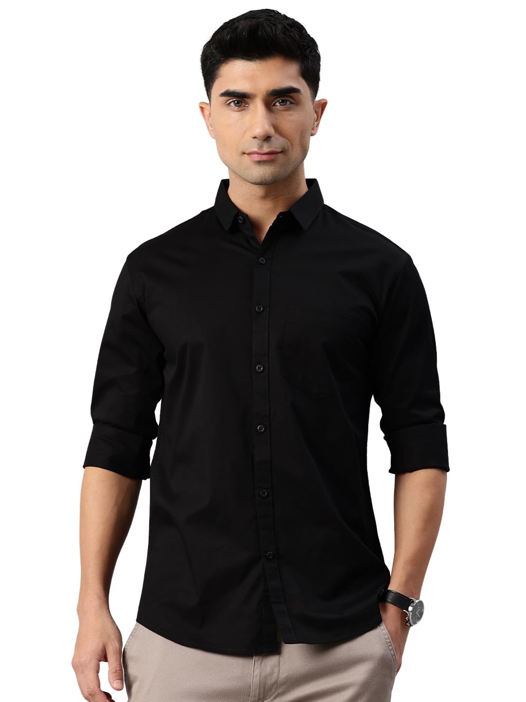 Majestic Man Men's Cotton Slim Fit Solid Casual Shirt