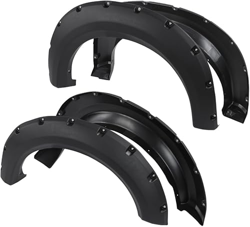 Fender Flares - 4 fundas para rueda de bolsillo, estilo remachado, texturizada, compatible con Ford F150 Styleside 2009-2014 con longitud de cama de