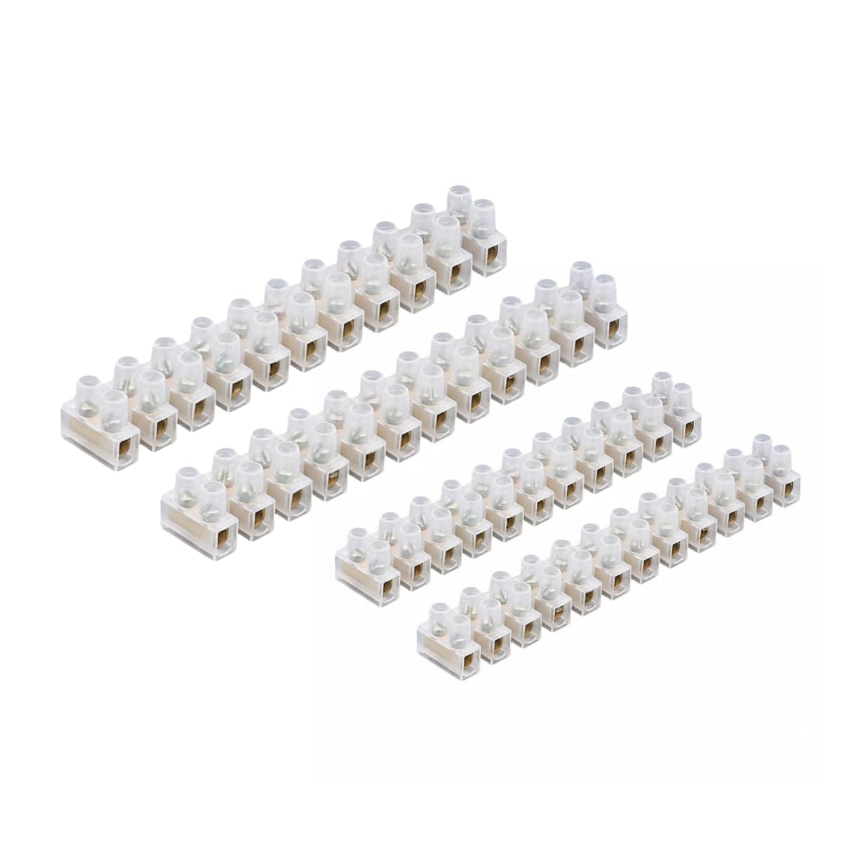 3A/5A/15A/30A/60A Electrical Connector Blocks 12 Way Clear Barrier Block Strip Wire Connector Electrical Choc Blocks Connecting for Wiring Cable Dual Row 12 Position (Pack 2, 3A & 15A) — image 1