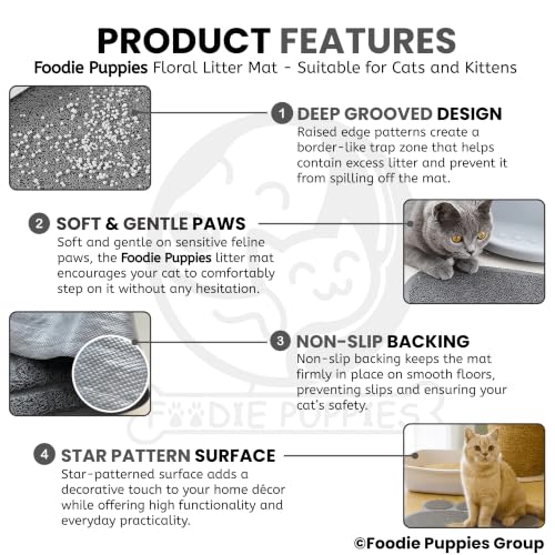 Image of Foodie Puppies Cat Litter & Food Mat with Non-Slip and Waterproof Backing - (Paw Mat - Small) (30x40cm), Great Scatter Control, Keep Floors Clean, Soft on Sensitive Kitty Paws