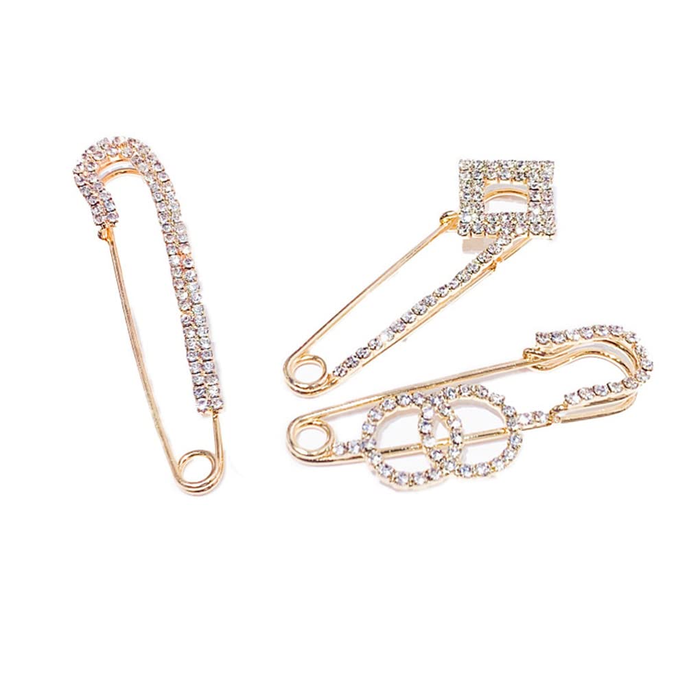 3 PCs Crystal Brooch Rhinestone Pin Safety Pins Round Circle Brooch Sweater Shawl Clips Clap Faux Crystal and Pearl Brooches for Women Girls Gift Home Wedding Party Decoration, Crystal, Faux Pearl