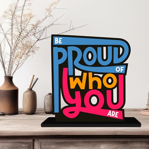 Image of Artvibes Be Proud of Who You Are Quotes Table Decor for Office Desk | Home Decoration Items | Living Room | Modern Art Wooden Showpiece Decorative Gift item (SP 1183)
