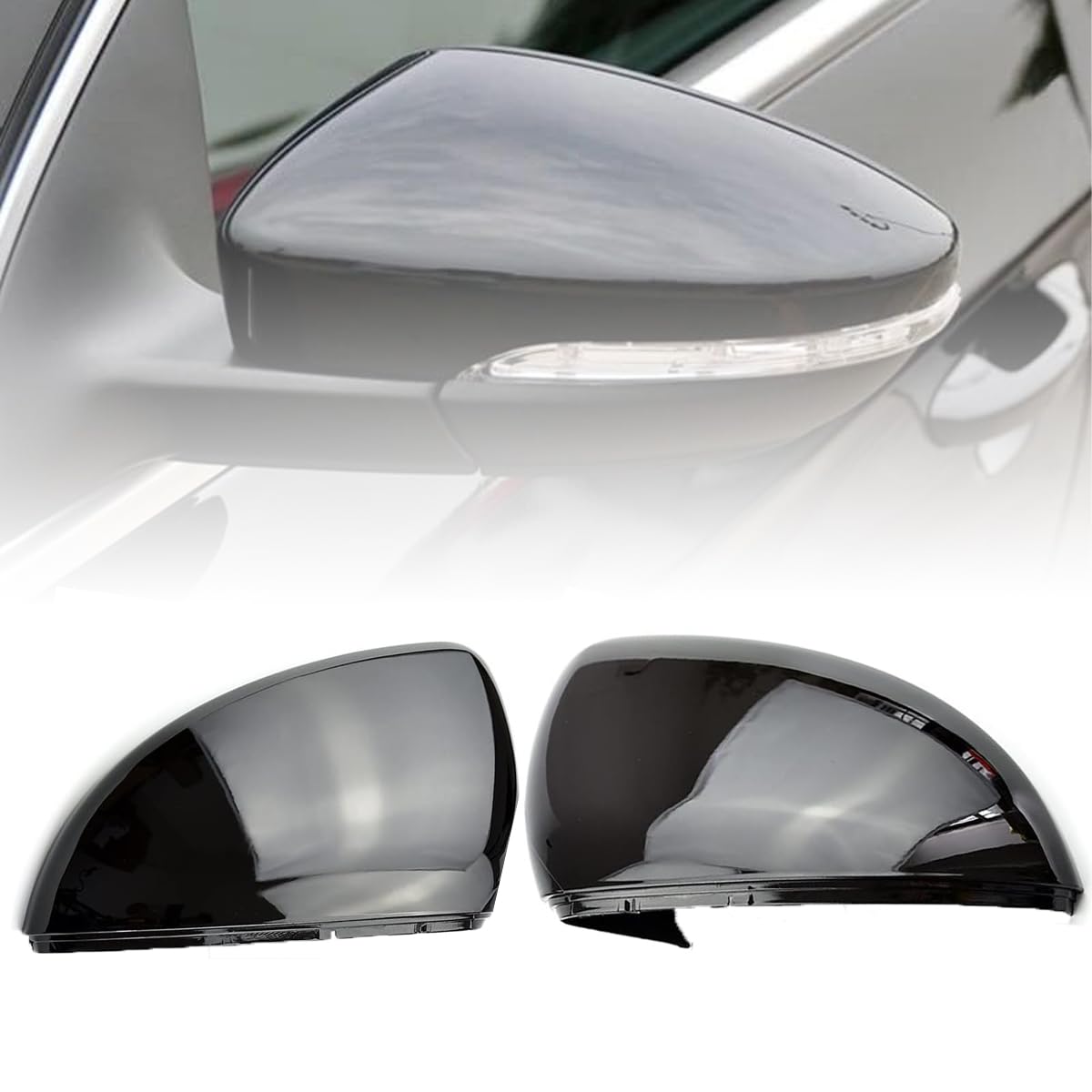 Couvercle Rétroviseur VW – Paire Noire Brillante, Compatible Sagitar, Magotan, Passat CC, Beetle, Scirocco