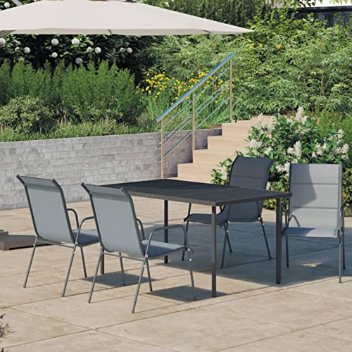 Chusui 5-TLG. Garten-Essgruppe, Gartenmöbel Set, Gartengarnitur, Garten Sitzgruppe, Lounge Set, Loungemöbel, Stahl…