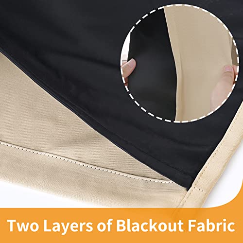 Image of YoungsTex Beige Insulated 100% Blackout Curtains 63 Inches Length for Bedroom, Thermal Black Out Drapes with Grommet Energy Saving for Living Room, 2 Panels, 42 X 63 Inch