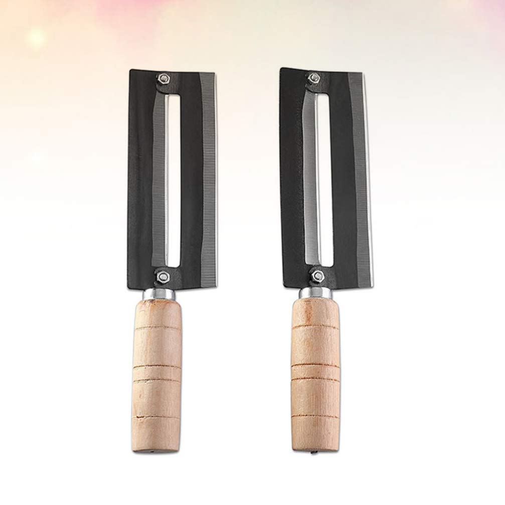 UPKOCH 2 Pcs Cuisine Éplucher Outil À Haut Carbone en Acier Réutilisable Manche en Bois Cutter Cuisine Gadget Éplucheur pour Celtuce Légumes Fruits Concombre