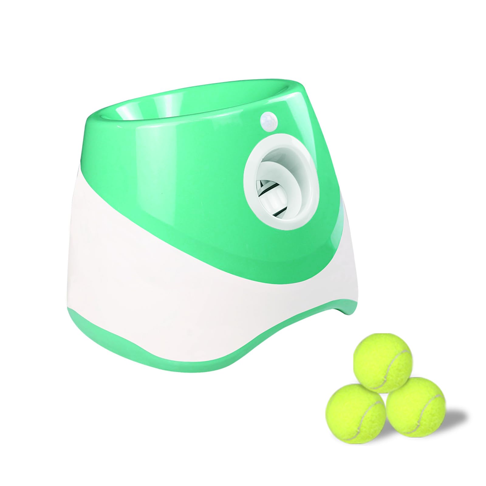 Lanceur Automatique de Balles de Tennis pour Chiens Lanceur 3 Balles Souples pour L'intérieur et L'extérieur Jouant à la Machine Interactive Récupération des Chiens Petits Matériau ABS Vert