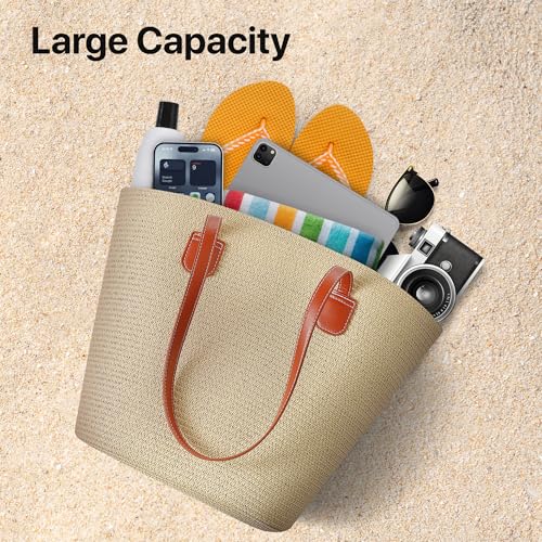 Image of Straw Bags For Women | Travel Straw Totes Bag, Summer Woven Shoulder Bag Handbag