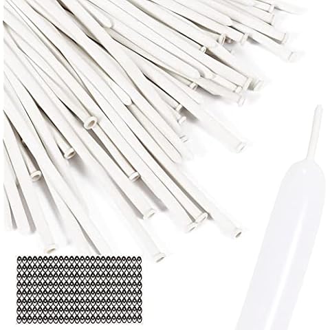 ZHIHUI Modelling Balloons Kit, 260Q Pastel White Long Balloons Animal Making Kit with Eye Sticker, Magic Thin Rainbow Twisting Balloons for Wedding Birthday Festival Party Decorations, White 100pcs Cover