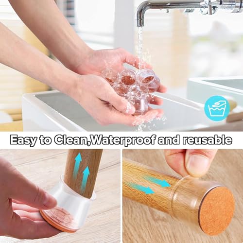 Image of 24 PCS Silicone Chair Leg Floor Protectors, Premium Felt Furniture Pads for Hardwood Floors, Furniture Sliders for Chair Leg Stool Leg Protectors Cap for Avoid Noise and Scratches (Clear, Large)