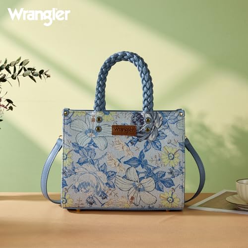 Image of Montana West Wrangler Tote Bag for Women, Floral Print Braided Tote Purse,Western Tote Handbag with Adjustable Shoulder Strap