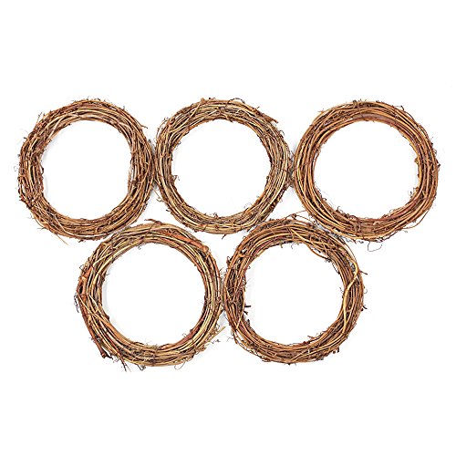 Tong Yue Rattan-Kranz, für Hochzeit, Weihnachten, Party, Girlande, zum Aufhängen, 5 Stück, brown wreath, 10 cm