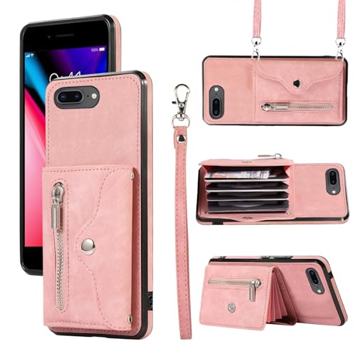 Asuwish Handyhülle für iPhone 7 Plus/8 Plus Hülle mit Band Kartenfach Klappbar Geldbörse Ständer Handyhüllen Cover Leder Kette i 7Plus 8Plus + 7+ 8+ Handy Hüllen Schutzhülle Damen Phone Case Roségold Asuwish Handyhülle für iPhone 7 Plus/8 Plus Hülle mit Band Kartenfach Klappbar Geldbörse Ständer Handyhüllen Cover Leder Kette i 7Plus 8Plus + 7+ 8+ Handy Hüllen Schutzhülle Damen Phone Case Roségold
