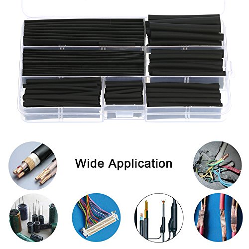 KKmoon Tubo Shrinkable 150 pcs Preto Poliolefinas Livre de Halogênio-Tubulação Do Psiquiatra Do Calo