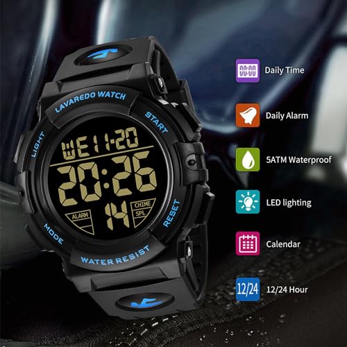 Image of L LAVAREDO Digital Men's Watch (Black Dial Black Colored Strap)