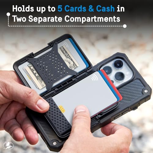 Pelican iPhone MagSafe Wallet with RFID Blocking - Military STD Snap-On Magnetic Phone Wallet for Cash and Phone Card Holder - Detachable Card Holder for iPhone Pro Max 17/16/15/14/13/12 - Black4