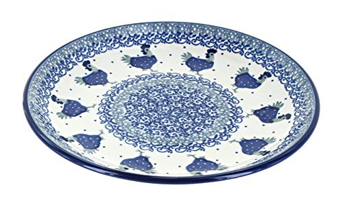 Blue Rose Polish Pottery - Blue Barnyard Rooster Dessert Plate - 7.75 Blue Rose Polish Pottery - Blue Barnyard Rooster Dessert Plate - 7.75