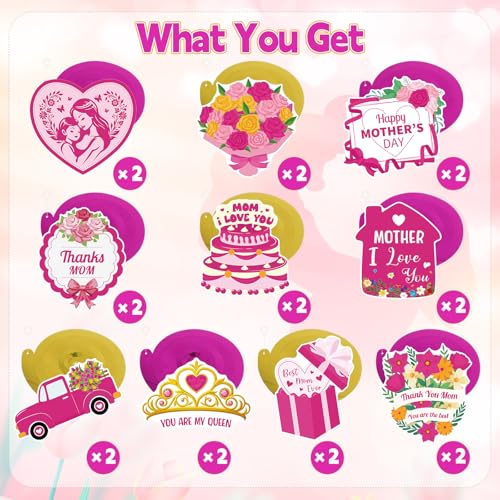 Image of 40Pcs Mother's Day Decorations Hanging Swirls, Double Sided Mother's Day Hanging Decorations Best Mom Ever Ceiling Hanging Foil Swirls for Mothers Day Party Decor