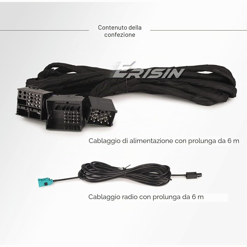 Erisin BM6M Cavo di prolunga alimentazione 6M Cavo di cablaggio 12 pin maschio 6M Cavo di prolunga alimentazione e radio per Aftermarket BMW Serie 3/5 X5 M3 M5 E46 E53 E39 E38 GPS Autoradio
