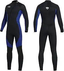 Roupa de mergulho de neoprene de corpo inteiro de 3 mm em água fria, manga comprida, zíper frontal, roupa de mergulho térmica, para surfe, snorkel, caiaque, natação, canoagem
