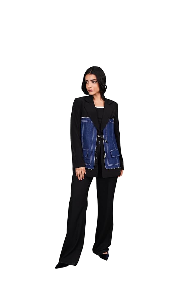 Womens Denim Detail Blazer