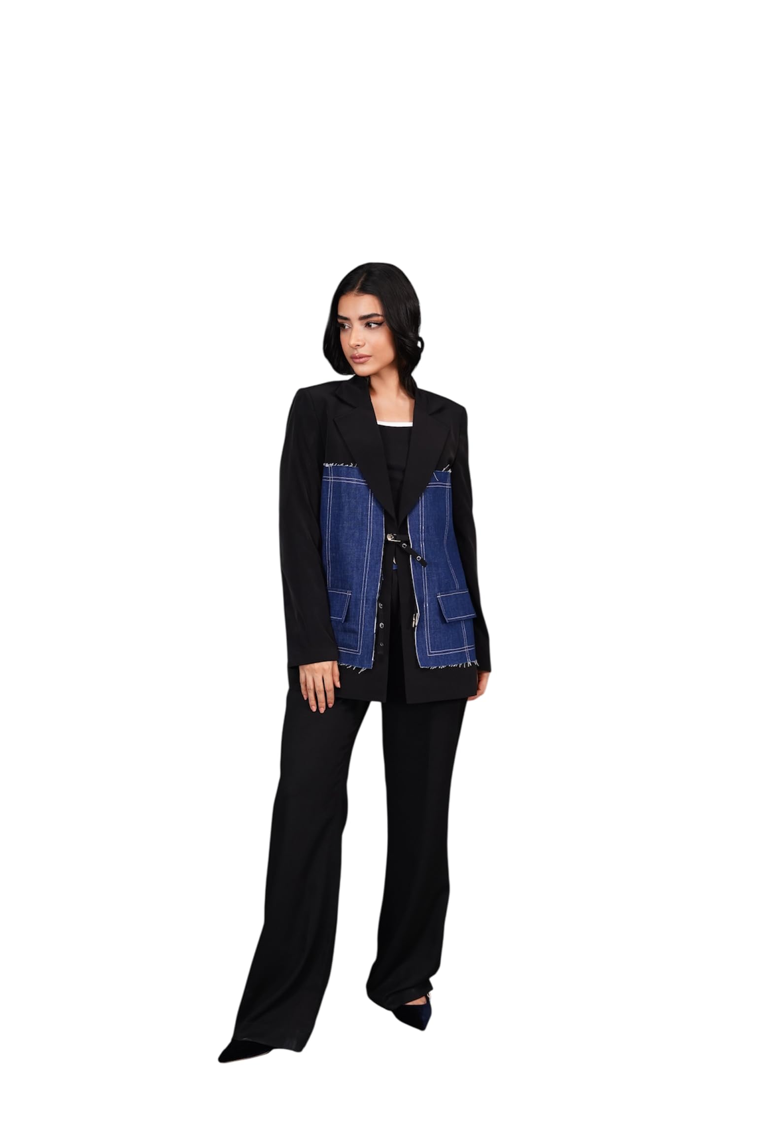 Womens Denim Detail Blazer