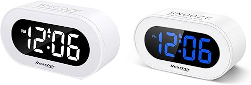 REACHER Pequeño LED Digital Despertador Bundle (dígito blanco+azul)