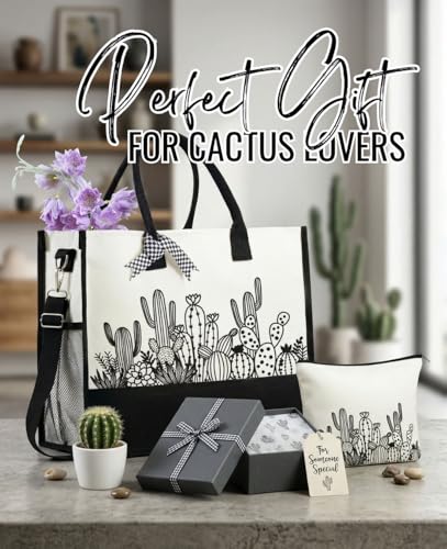 Bolsa Tote de Lona para Mujeres Amantes de Cactus miniatura 5