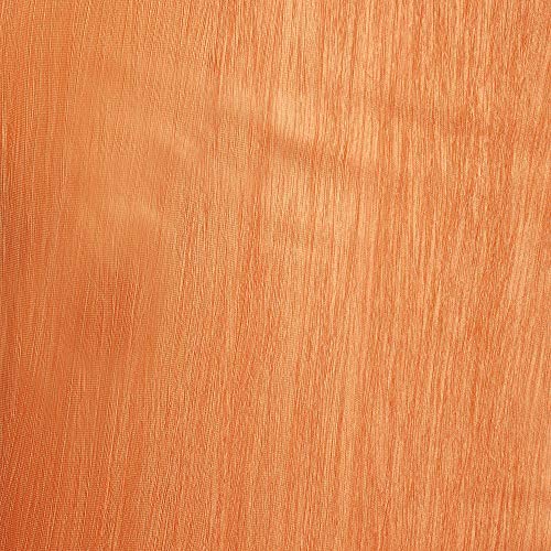 Image of 8 Feet Polyester Floral Light Filtering Long Door Curtains for Living Room, Bedroom & Hall, Eyelet Top, Orange Printed and Solid Plain Curtain Set of 3