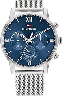 Tommy Hilfiger Multi Zifferblatt Quarz Uhr für Herren mit Silbernes Edelstahl-Mesh-Gliederarmband - 1791881