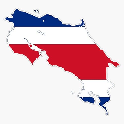 Miniatura 1 de Calcomanía de vinilo para parachoques de mapa de la bandera de Costa Rica, 5 pulgadas