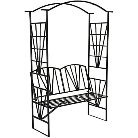 TecTake Arco de Metal con Banco pérgola Cover